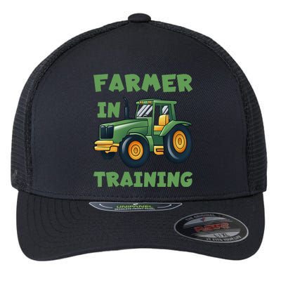  Funny Tractor Boy Farmer In Training Tractor  Flexfit Unipanel Trucker Cap