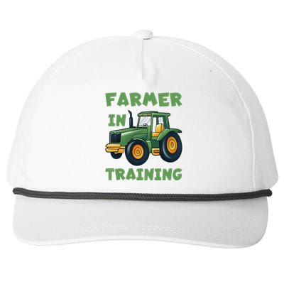  Funny Tractor Boy Farmer In Training Tractor  Snapback Five-Panel Rope Hat