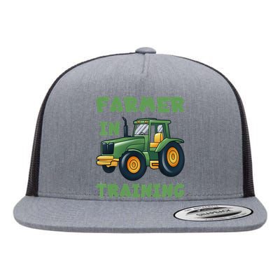  Funny Tractor Boy Farmer In Training Tractor  Flat Bill Trucker Hat