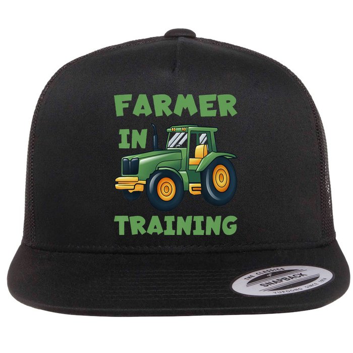  Funny Tractor Boy Farmer In Training Tractor  Flat Bill Trucker Hat