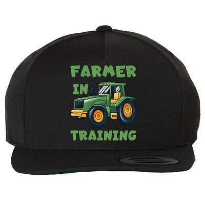  Funny Tractor Boy Farmer In Training Tractor  Wool Snapback Cap