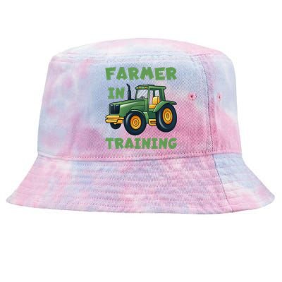  Funny Tractor Boy Farmer In Training Tractor  Tie-Dyed Bucket Hat