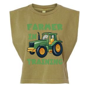  Funny Tractor Boy Farmer In Training Tractor  Garment-Dyed Women's Muscle Tee