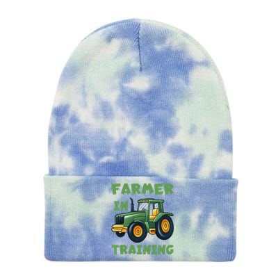  Funny Tractor Boy Farmer In Training Tractor  Tie Dye 12in Knit Beanie