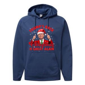 Funny TrumpS Back Christmas Is Great Again Xmas Pajama Ugly Gift Performance Fleece Hoodie