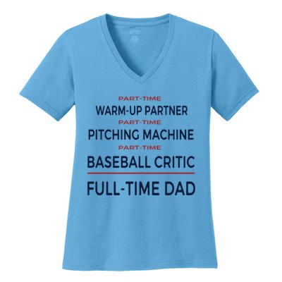 Full Time Baseball Dad Baseball Dad With Balls Ballers Daddy Cool Gift Women's V-Neck T-Shirt