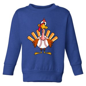 Funny Turkey Baseball Player Thanksgiving Day Baseball Lover Cute Gift Toddler Sweatshirt