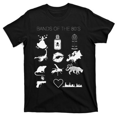 Funny Trendy Bands of the 80's Hair Bands Rock Bands 1980's T-Shirt