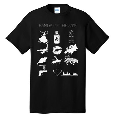 Funny Trendy Bands of the 80's Hair Bands Rock Bands 1980's Tall T-Shirt