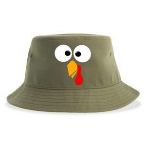 Funny Turkey Bird Chicken Face Thanksgiving Turkey Trot Run Gift Sustainable Bucket Hat