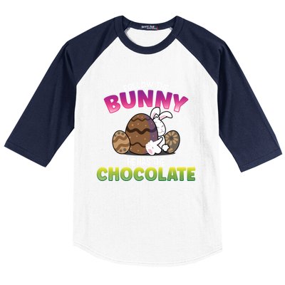 Follow The Bunny He Has Chocolate Happy Easter Day Cute Gift Baseball Sleeve Shirt