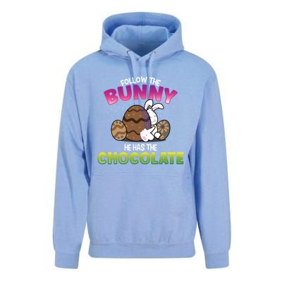 Follow The Bunny He Has Chocolate Happy Easter Day Cute Gift Unisex Surf Hoodie