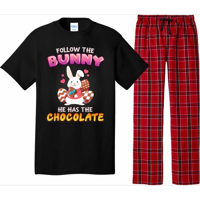 Follow The Bunny He Has Chocolate Happy Easter Day Great Gift Pajama Set