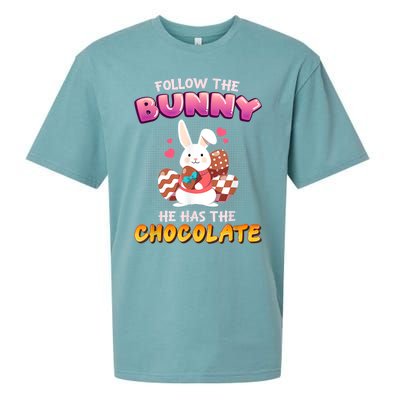 Follow The Bunny He Has Chocolate Happy Easter Day Great Gift Sueded Cloud Jersey T-Shirt