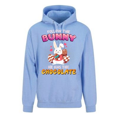 Follow The Bunny He Has Chocolate Happy Easter Day Great Gift Unisex Surf Hoodie