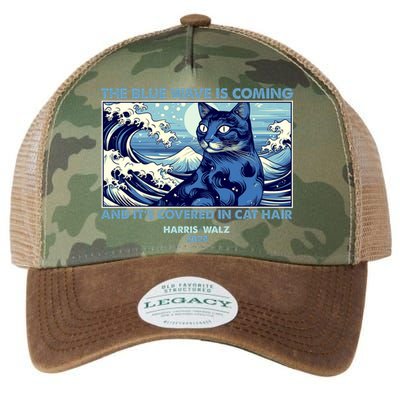 Funny The Blue Wave Is Coming And Its Covered In Cat Hair Harris Walz 2024 Legacy Tie Dye Trucker Hat