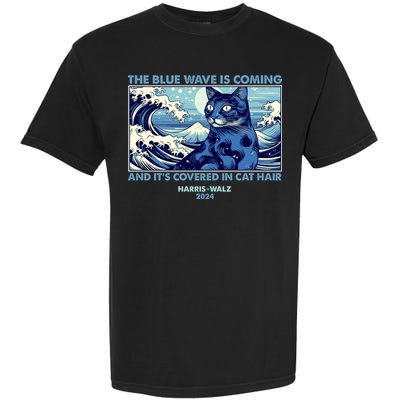Funny The Blue Wave Is Coming And Its Covered In Cat Hair Harris Walz 2024 Garment-Dyed Heavyweight T-Shirt