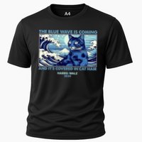 Funny The Blue Wave Is Coming And Its Covered In Cat Hair Harris Walz 2024 Performance Shirt