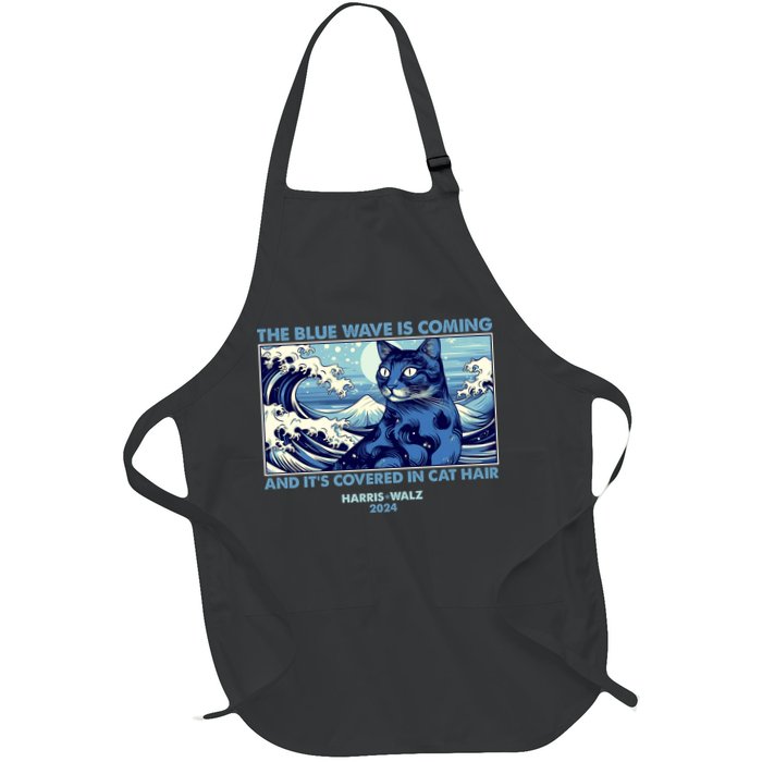 Funny The Blue Wave Is Coming And Its Covered In Cat Hair Harris Walz 2024 Apron