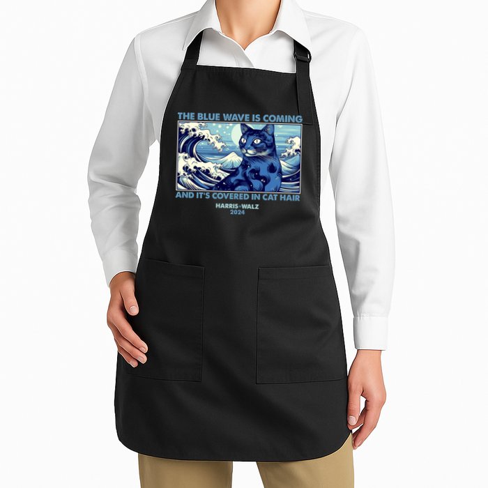 Funny The Blue Wave Is Coming And Its Covered In Cat Hair Harris Walz 2024 Apron
