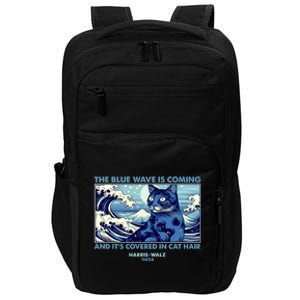 Funny The Blue Wave Is Coming And Its Covered In Cat Hair Harris Walz 2024 Impact Tech Backpack