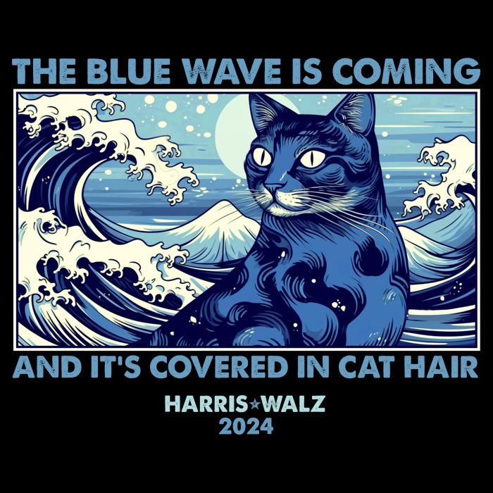 Funny The Blue Wave Is Coming And Its Covered In Cat Hair Harris Walz 2024 Impact Tech Backpack