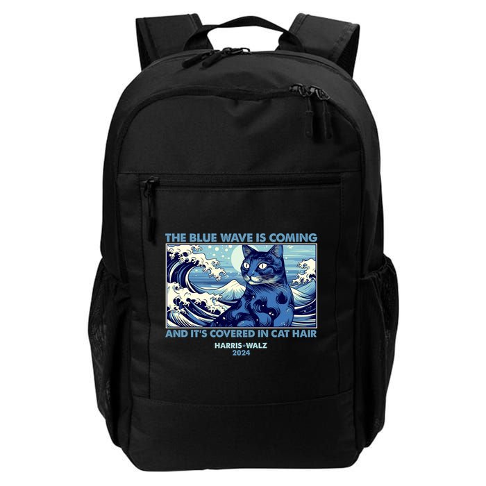 Funny The Blue Wave Is Coming And Its Covered In Cat Hair Harris Walz 2024 Backpack