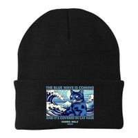 Funny The Blue Wave Is Coming And Its Covered In Cat Hair Harris Walz 2024 Beanie
