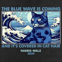 Funny The Blue Wave Is Coming And Its Covered In Cat Hair Harris Walz 2024 Beanie