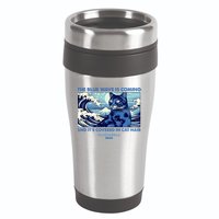 Funny The Blue Wave Is Coming And Its Covered In Cat Hair Harris Walz 2024 16oz Travel Tumbler