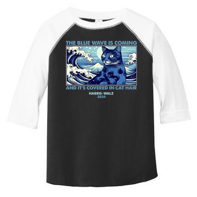Funny The Blue Wave Is Coming And Its Covered In Cat Hair Harris Walz 2024 Toddler Fine Jersey T-Shirt