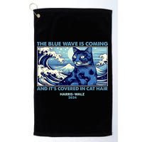 Funny The Blue Wave Is Coming And Its Covered In Cat Hair Harris Walz 2024 Golf Towel