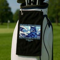 Funny The Blue Wave Is Coming And Its Covered In Cat Hair Harris Walz 2024 Golf Towel