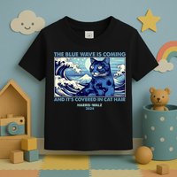 Funny The Blue Wave Is Coming And Its Covered In Cat Hair Harris Walz 2024 Toddler T-Shirt