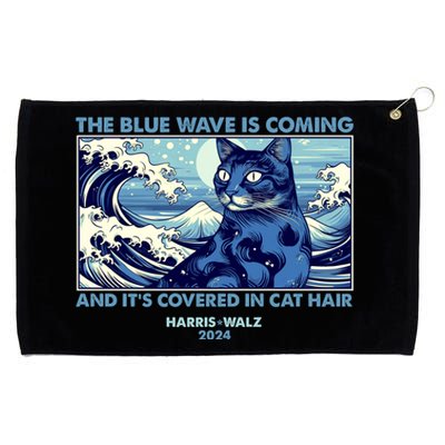 Funny The Blue Wave Is Coming And Its Covered In Cat Hair Harris Walz 2024 Grommeted Golf Towel