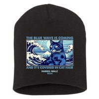 Funny The Blue Wave Is Coming And Its Covered In Cat Hair Harris Walz 2024 Short Acrylic Beanie