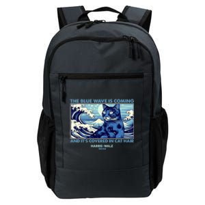 Funny The Blue Wave Is Coming And Its Covered In Cat Hair Harris Walz 2024 Daily Commute Backpack