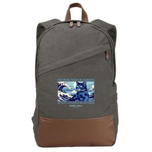 Funny The Blue Wave Is Coming And Its Covered In Cat Hair Harris Walz 2024 Cotton Canvas Backpack