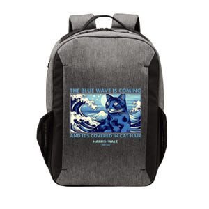 Funny The Blue Wave Is Coming And Its Covered In Cat Hair Harris Walz 2024 Vector Backpack