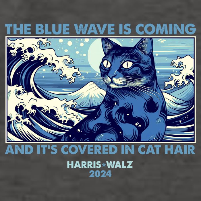 Funny The Blue Wave Is Coming And Its Covered In Cat Hair Harris Walz 2024 Vector Backpack