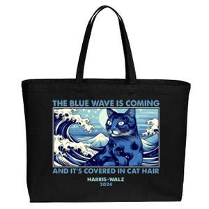 Funny The Blue Wave Is Coming And Its Covered In Cat Hair Harris Walz 2024 Cotton Canvas Jumbo Tote