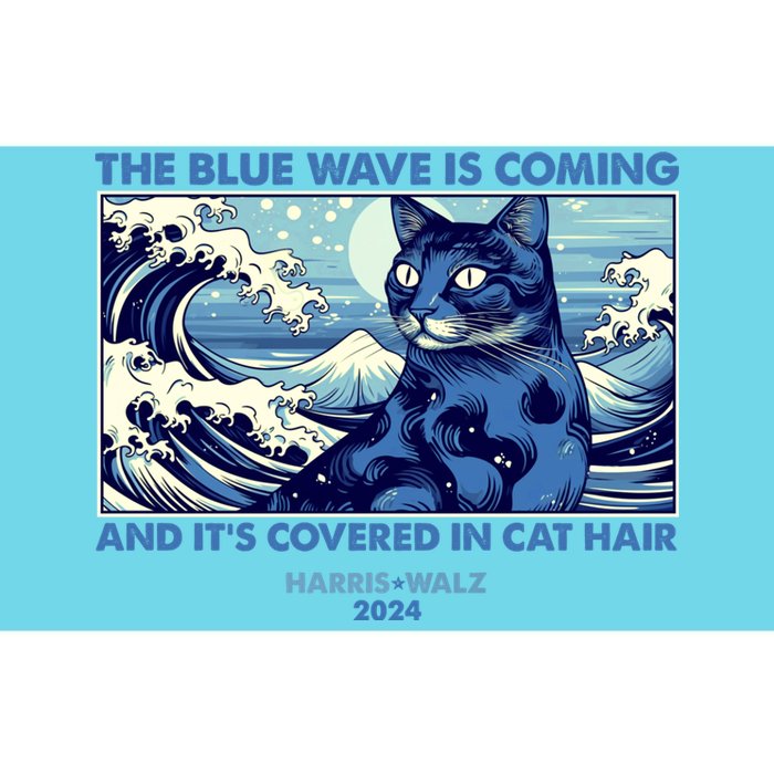 Funny The Blue Wave Is Coming And Its Covered In Cat Hair Harris Walz 2024 Bumper Sticker