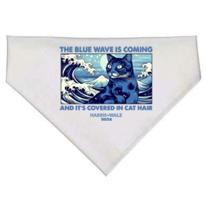 Funny The Blue Wave Is Coming And Its Covered In Cat Hair Harris Walz 2024 USA-Made Doggie Bandana