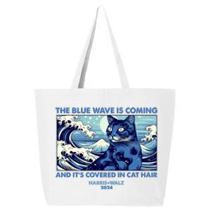 Funny The Blue Wave Is Coming And Its Covered In Cat Hair Harris Walz 2024 25L Jumbo Tote