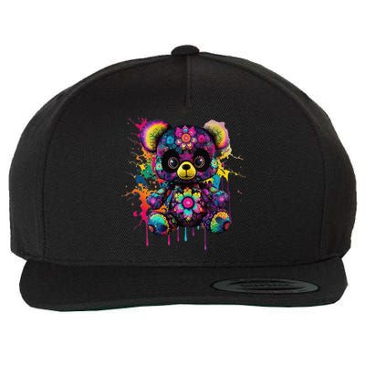 Funny Teddy Bear Hip Hop Colorful Wool Snapback Cap