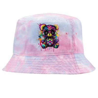 Funny Teddy Bear Hip Hop Colorful Tie-Dyed Bucket Hat