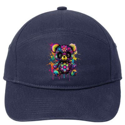 Funny Teddy Bear Hip Hop Colorful 7-Panel Snapback Hat