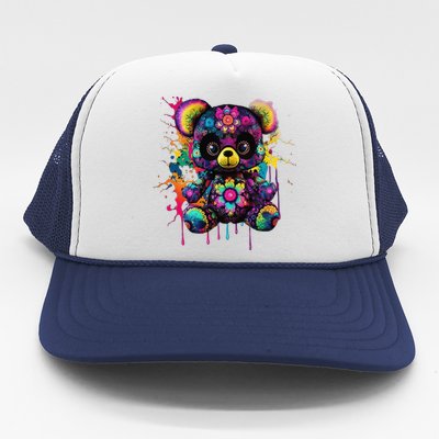 Funny Teddy Bear Hip Hop Colorful Trucker Hat