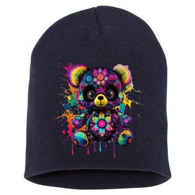 Funny Teddy Bear Hip Hop Colorful Short Acrylic Beanie