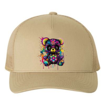 Funny Teddy Bear Hip Hop Colorful Yupoong Adult 5-Panel Trucker Hat